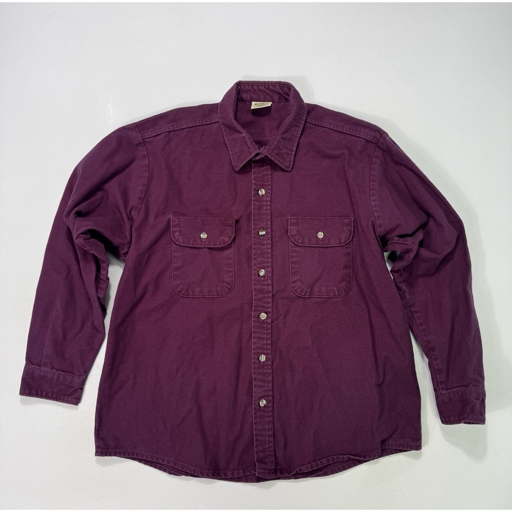 Five Brother Mens XL Heavy Flannel Shirt Maroon Cotton Button Down Outdoor Cabin